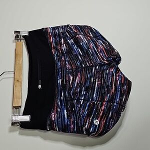 LULULEMON size 4 hinshu alpine white multi/black speed up athletic shorts